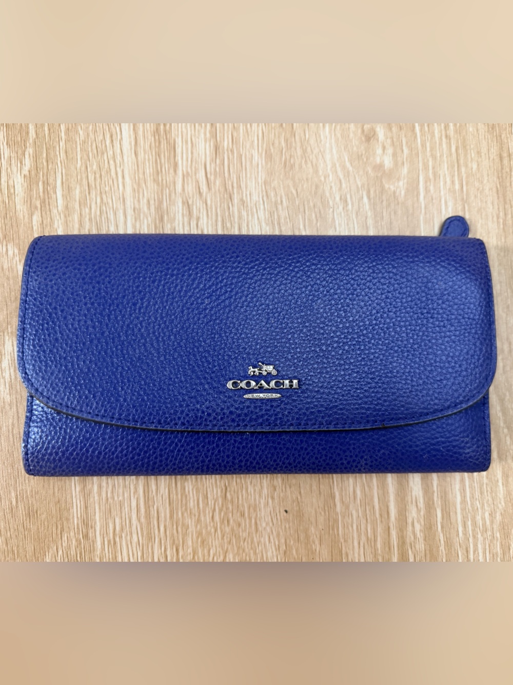 Coach Blue/Purple Pebbled Leather Wallet Long Foldover Wallet